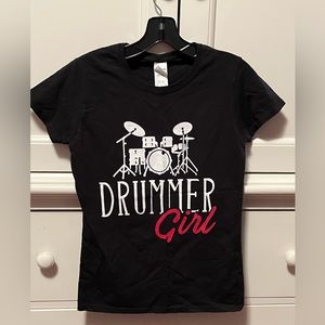 Women’s small Drummer 🥁 Girl T-shirt. NWOT. 100% cotton